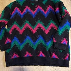 Colorful Zigzag Pattern Women’s vintage 1980 Sweater